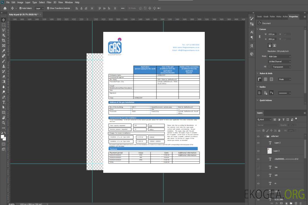 Afrique du Sud Facture de gaz de The GAS Company, SCR template Afrique du Sud Facture de gaz de The GAS Company, SCR template